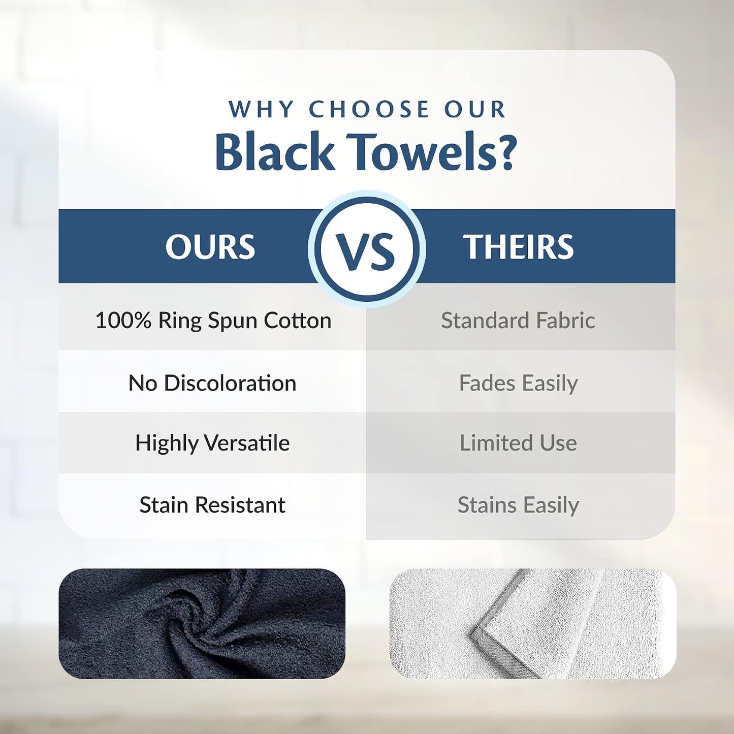 Black Bleach Proof Towels Set, 24 Pack 100% Cotton 16" X 27" Color Safe, Stain Resistant, Quick Drying Towels for Beauty, Hair and Nail Salon, Gym, Spa and Home Hair Care