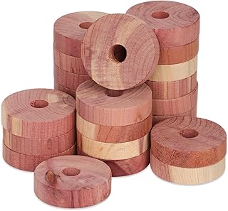 24pcs Cedar Blocks, Wooden Cedar Discs for Clothes Storage, Natural Wood Cedar Rings Aromatic Cedar Chip Accessories for House Closets Drawers