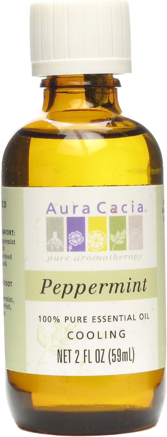 Aura Cacia 100 Percent Pure Peppermint Essential Oil, 2 Ounce - 3 per case.3