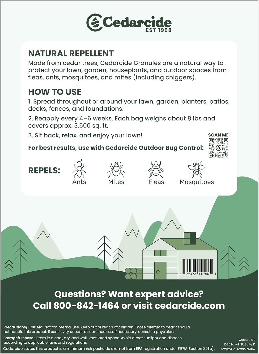 Cedarcide Lawn, Home & Garden Cedar Granules | Repels Fleas, Ants, Spiders & Mosquitoes | Smells Great, Easy to Use | Family & Pet Safe | 2 Bags (16 Lbs)