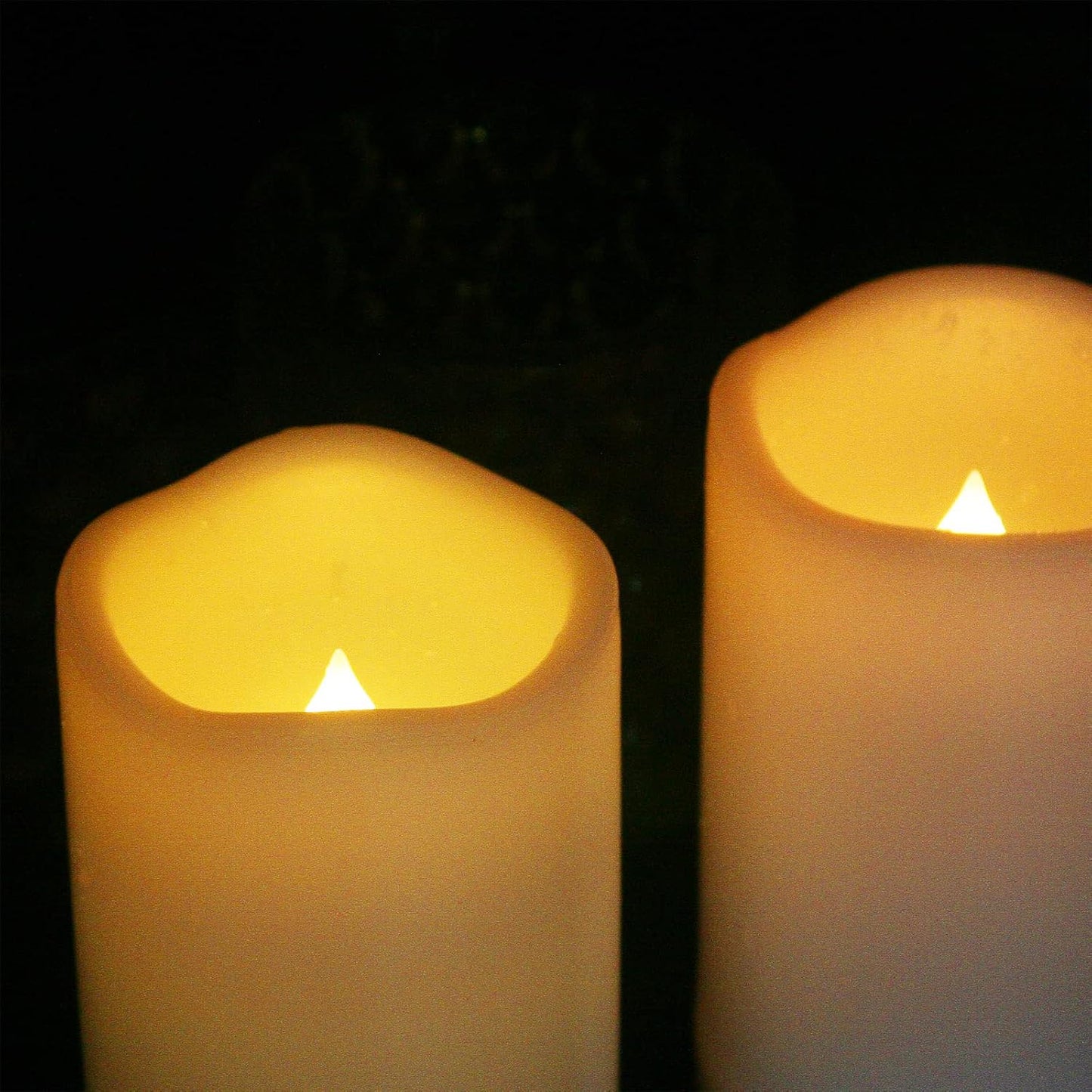 Flameless Outdoor Battery Operated Candles with Timer 3'' x 8'' Waterproof Pillar Candle Flickering Plastic Electric LED Lights for Wedding Party Halloween Thanksgiving Christmas Decoration Gift
