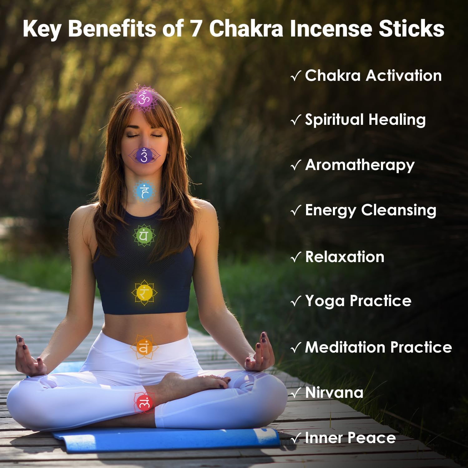 Simply Vedic 7 Chakra Incense Sticks, Aromatic Bliss for Balance & Healing| Handcrafted 140 Sticks with Pure Natural Scents to Align Energy Centers, Aromatherapy, Meditation, Yoga, Promote Relaxation
