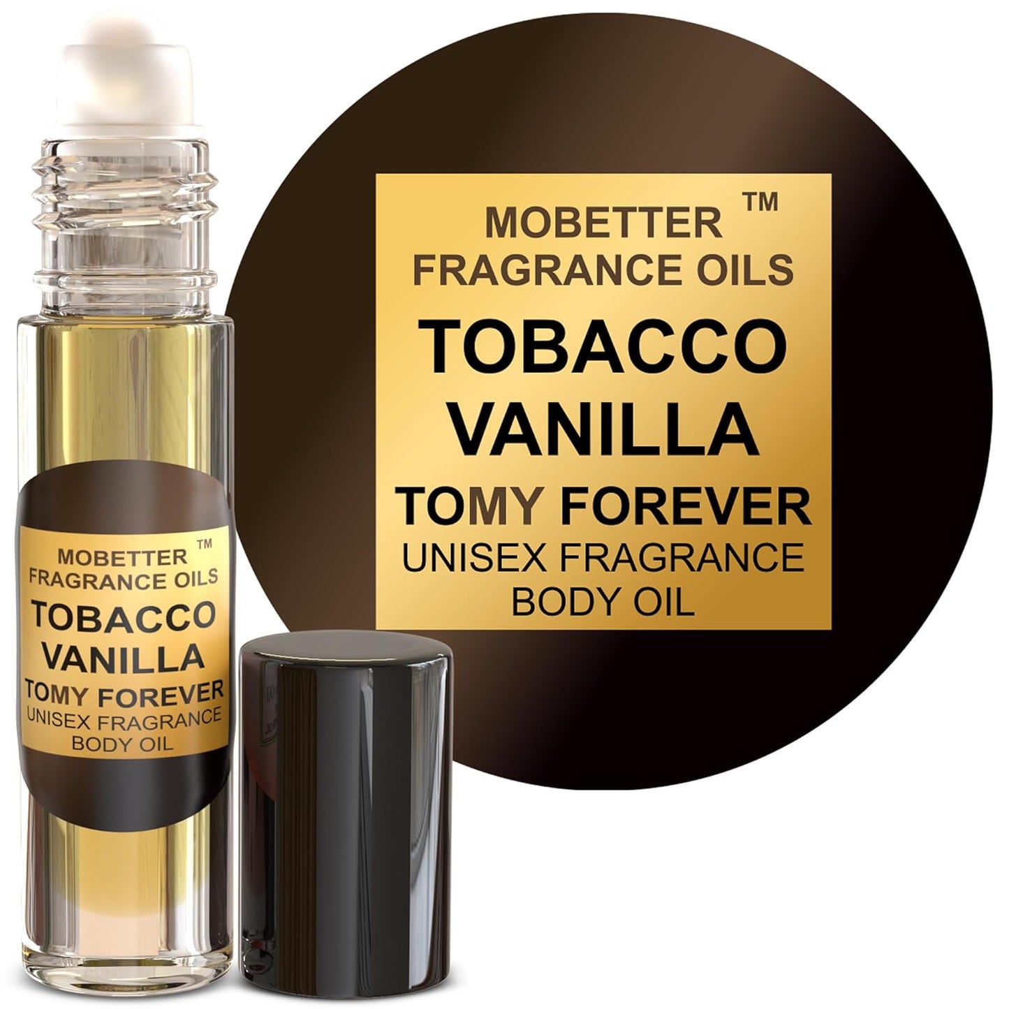 Tobacco Vanilla Unisex Body Oil (10ml Roll On), for Women and Men, Strong, Long Lasting, Travel Size, Oriental Spicy Fragrance
