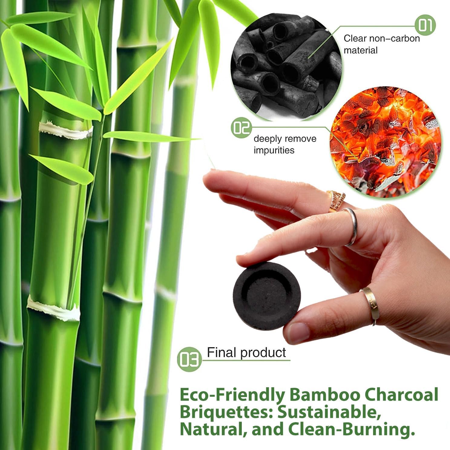 Charcoal Briquettes for Bakhoor (Quick Light Coal) - Bamboo Charcoal for Frankincense and Resin Incense Burner - Small Tablets Single Roll (10 Discs)