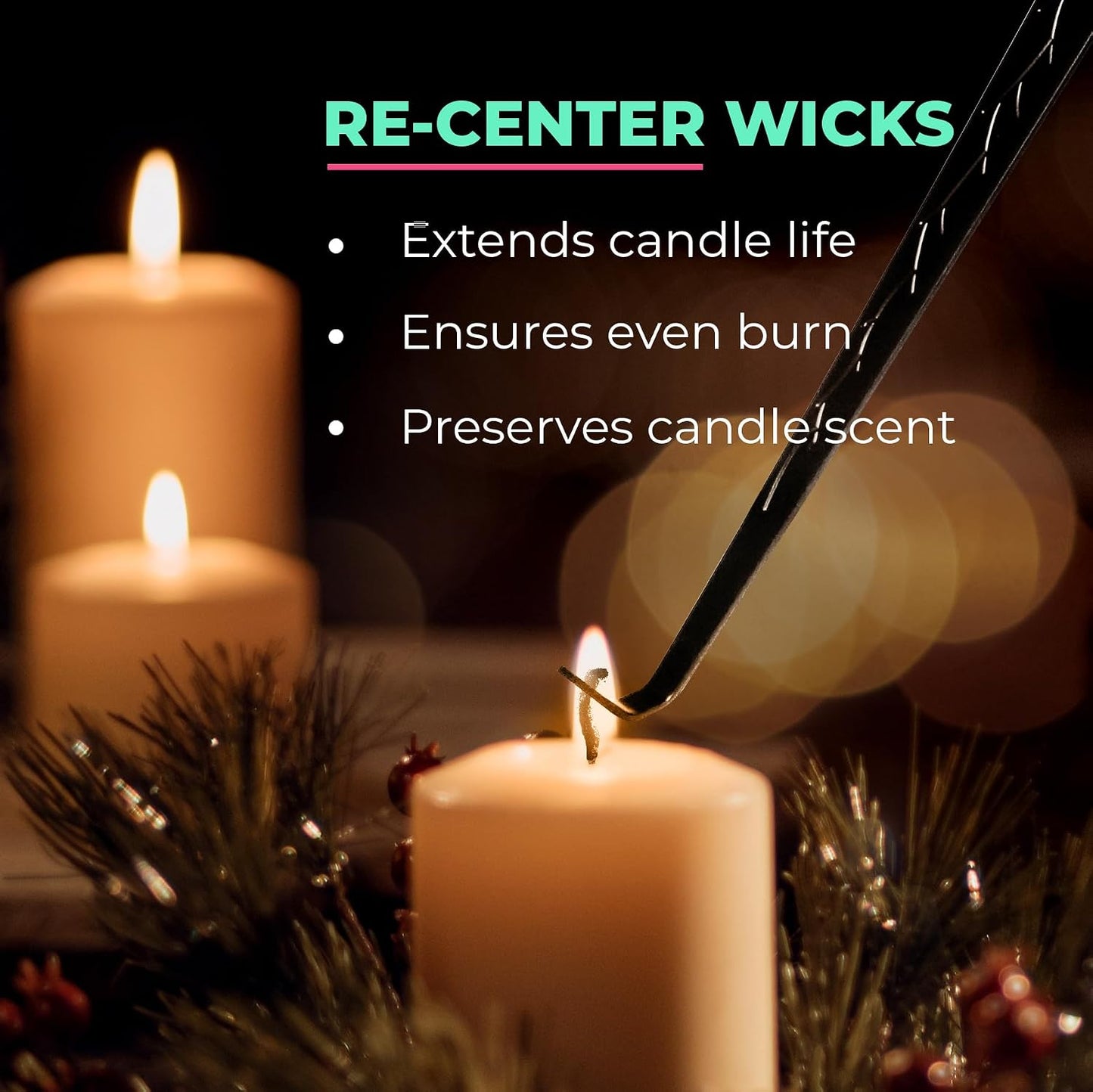 VViViD Candle Accessory Set, Contains Wick Trimmer, Candle Snuffer, and Wick Dipper, Black Stainless Steel
