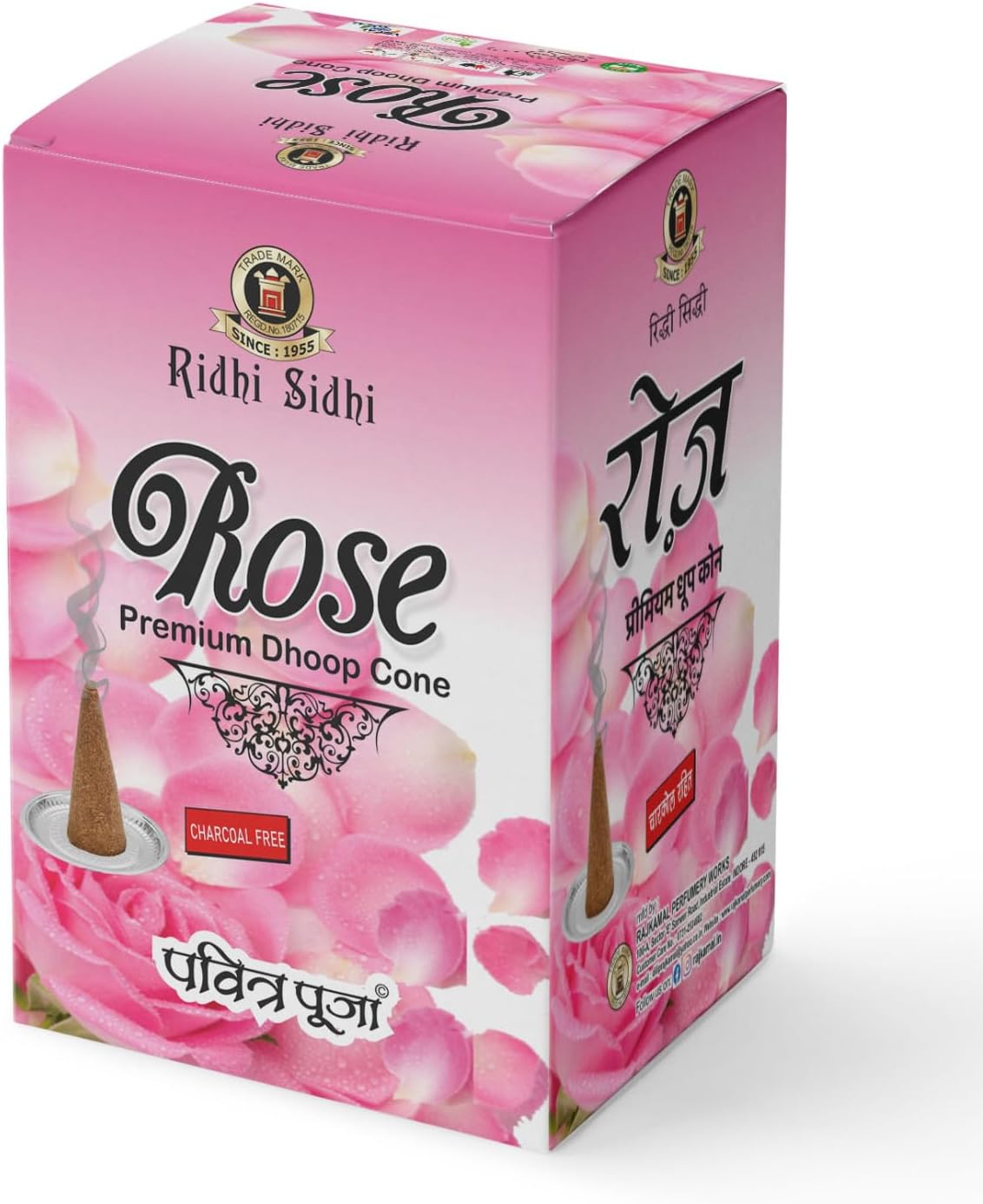 Natural Incense Cone | 5 in 1 Dhoop | Mogra | Sandal | Rose | Aromatherapy for Meditation Yoga Relaxation - Pack of 4