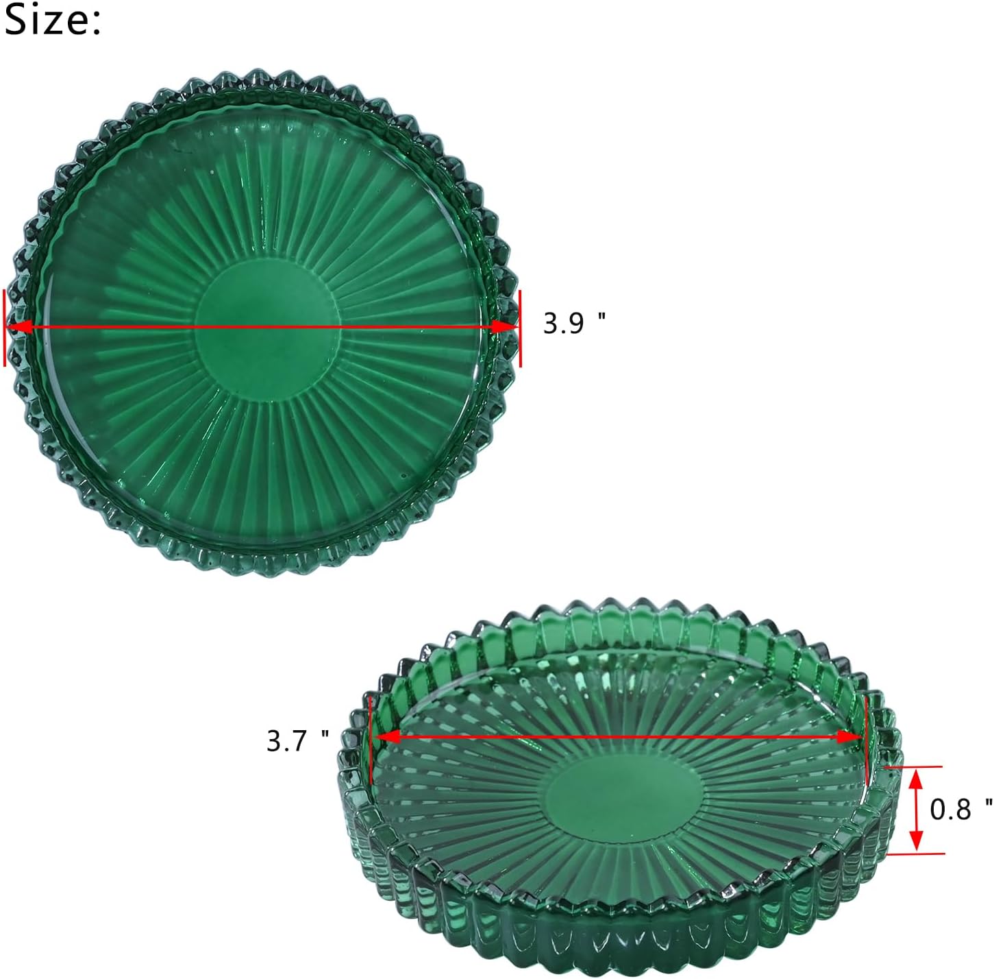 Candleholder Glass Candle Holder Plates Set of 6, Round Glass Candle Tray Plates for Dining Wedding Lantern Festival Party Evening Light, Green