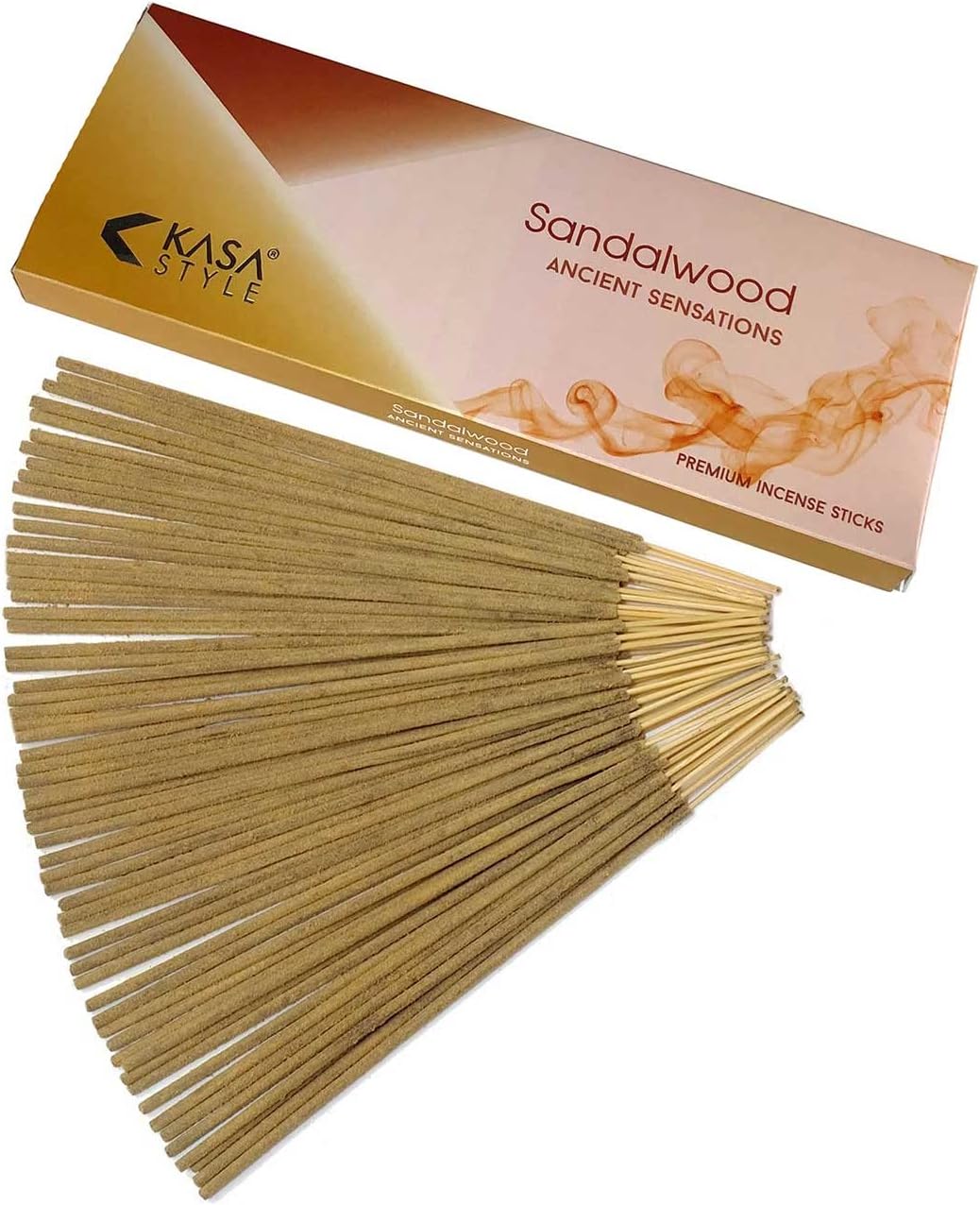 Ancient Sensations Premium Incense Sticks - 1% Natural No Chemicals - 1 Hour Burning - 100gr (Sandalwood)