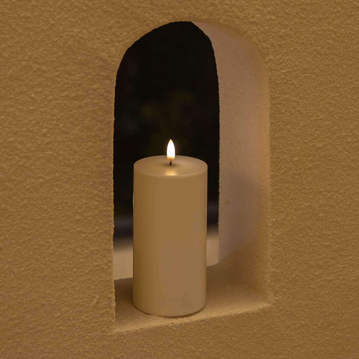 ANGELLOONG Flameless Pillar Candles with Timer, 2 Pack 3 x 6 Inch Waterproof Battery Operated Flickering LED Candle for Outdoor Wedding Table Decor