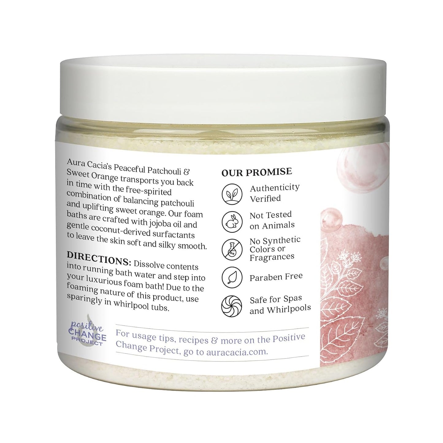 Aura Cacia Aromatherapy Foam Bath, Peaceful Patchouli and Sweet Orange, 14 ounce jar