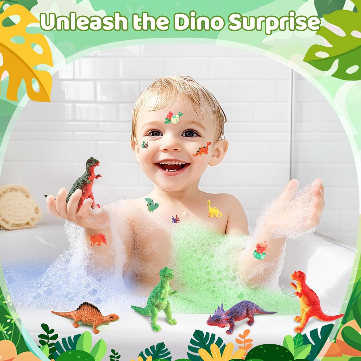 Bath Bombs for Kids with Surprise Toys Inside, XXL Dinosaur Toys Bath Bomb Eggs Gift Set, Bath Gifts for Boys 3 4 5 6 7 8 9 Year, Gentle and Kid Safe Bath Fizzy, Birthday Gifts for Kids