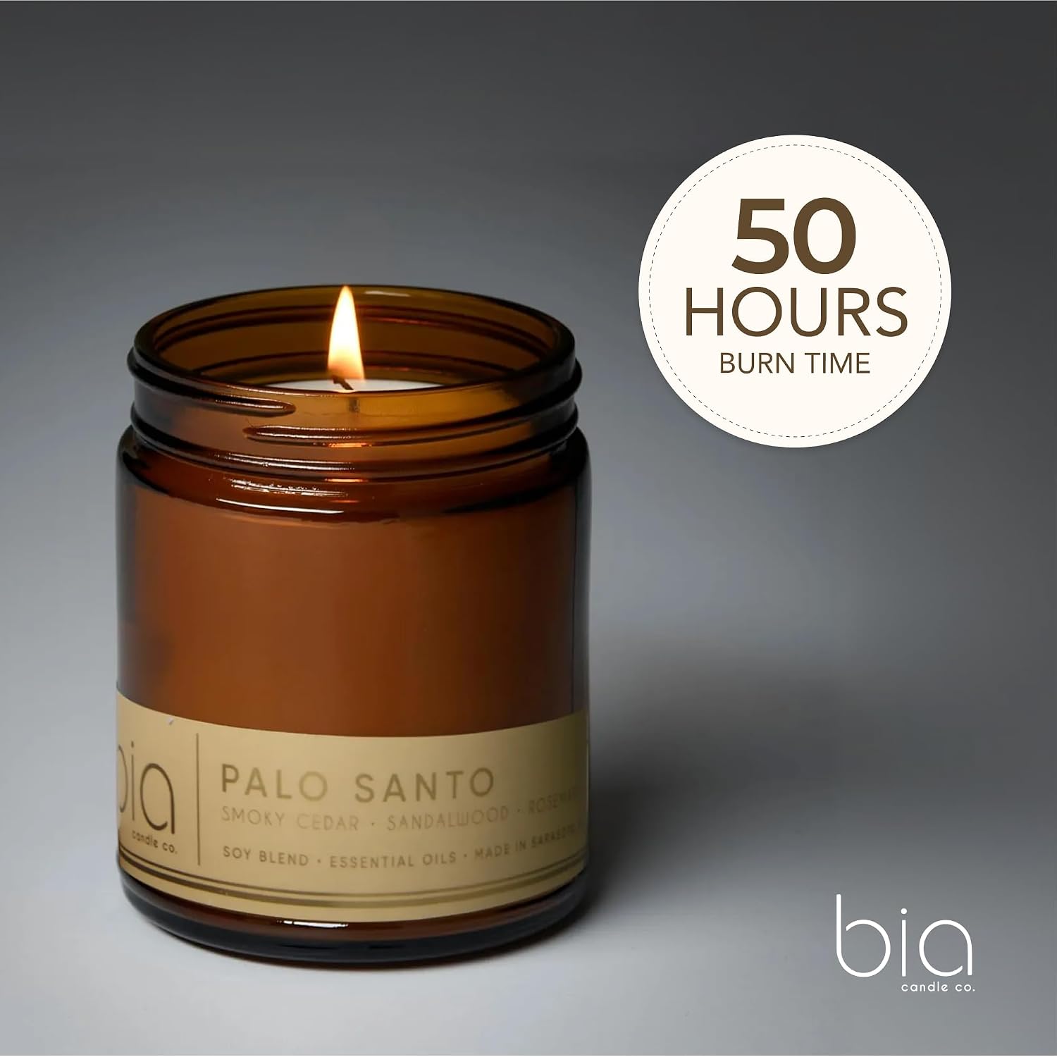 Palo Santo Candle, Rosemary Cedar Leather Soy Candle, Sandalwood Tonka, Perfume-Inspired, Hand Poured USA, High Fragrance Load, Lead-Free Wick, Reusable Jar, Ritual Scent, 7 oz