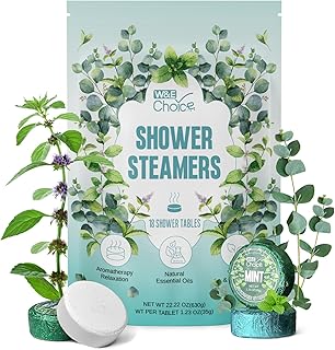 W&E Choice Shower Steamers Aromatherapy 18 Counts, Christmas Gifts for Women, Shower Bombs Individual Package, Eucalyptus Mint Essential Oils for Daily Relaxation & Stress Relief, Gift for Wife, Mom