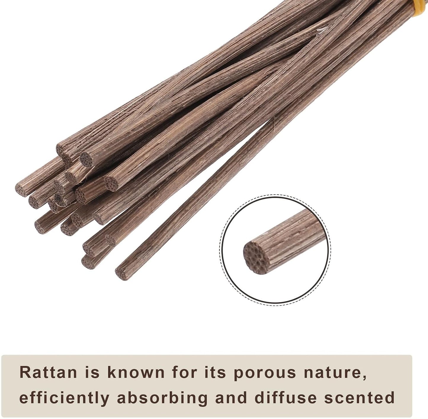 uxcell 20Pcs Wavy Rattan Reed Diffuser Sticks, 28cm/11 Natural Wooden Rattan Fragrance Diffuser Refill Sticks Replacement for Home, Bedroom, Hotel, Office, Bathroom Shelf Decor (Coffee)