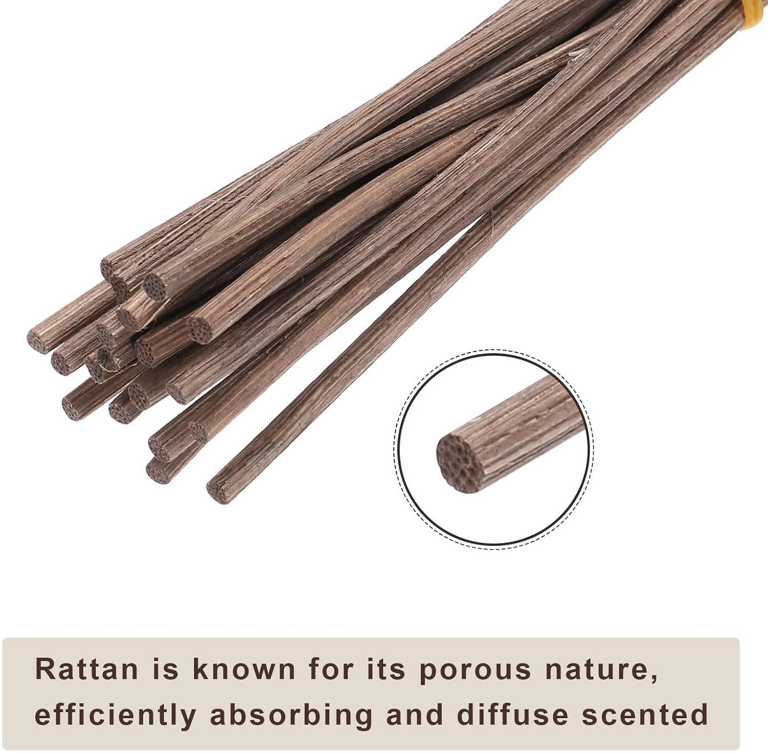 uxcell 20Pcs Wavy Rattan Reed Diffuser Sticks, 28cm/11 Natural Wooden Rattan Fragrance Diffuser Refill Sticks Replacement for Home, Bedroom, Hotel, Office, Bathroom Shelf Decor (Coffee)