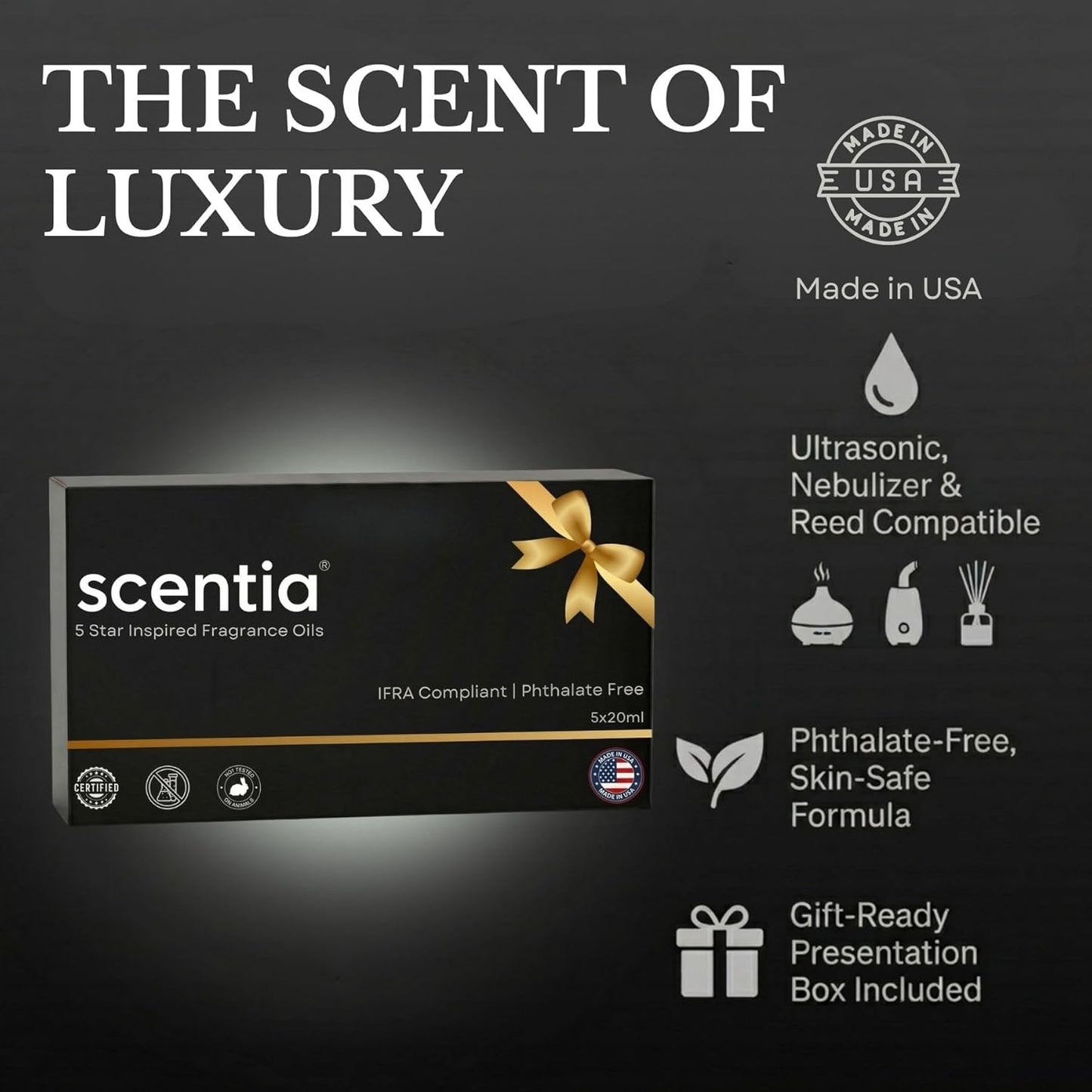 Scentia Luxury Diffuser Essential Oils Set – 5x20ml Discovery Collection, Miami One (Inspired by 1 Hotel Miami, Formerly My Way) Coastal (Formerly Cabana) & White Tea Spa Fragrance