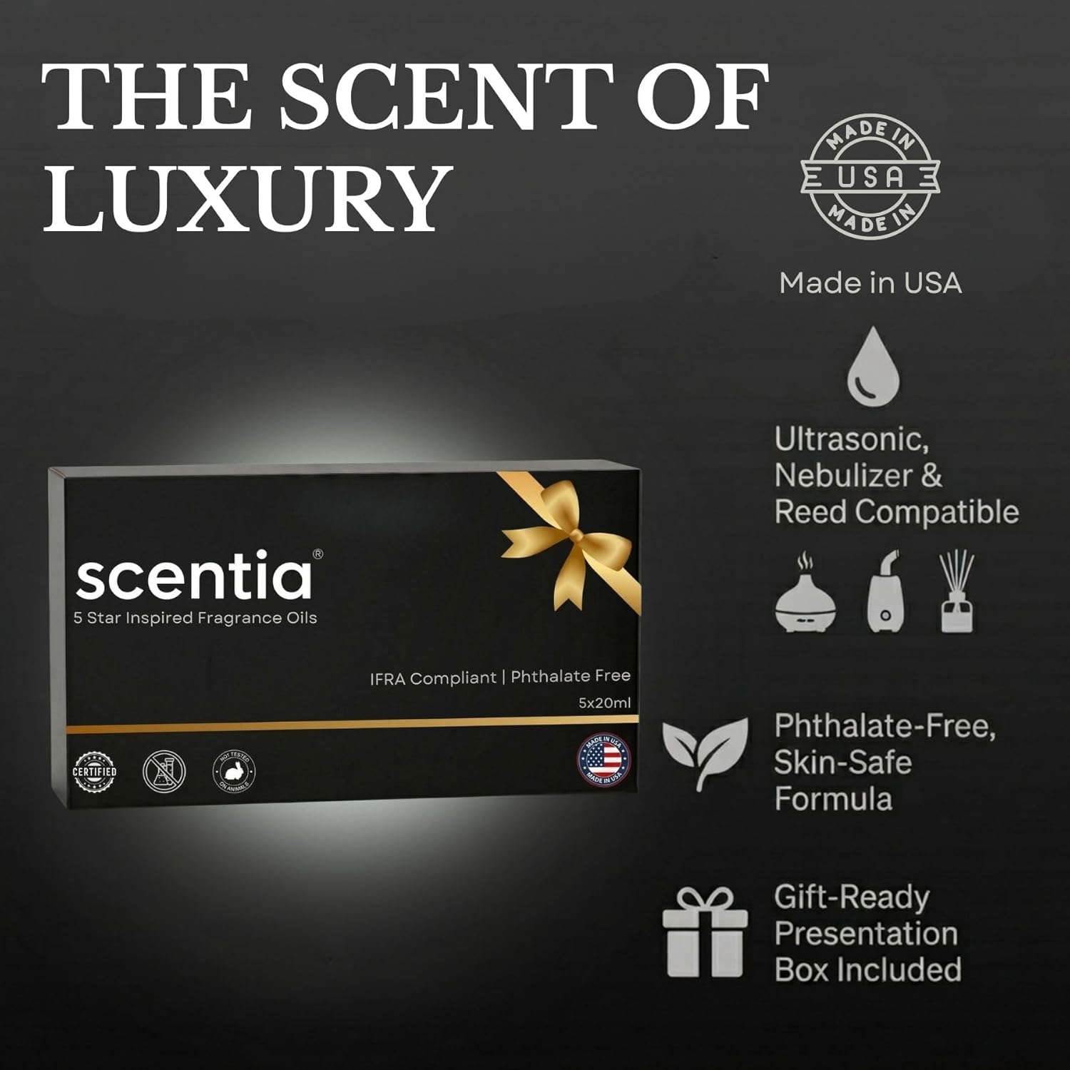 Scentia Luxury Diffuser Essential Oils Set – 5x20ml Discovery Collection, Miami One (Inspired by 1 Hotel Miami, Formerly My Way) Coastal (Formerly Cabana) & White Tea Spa Fragrance