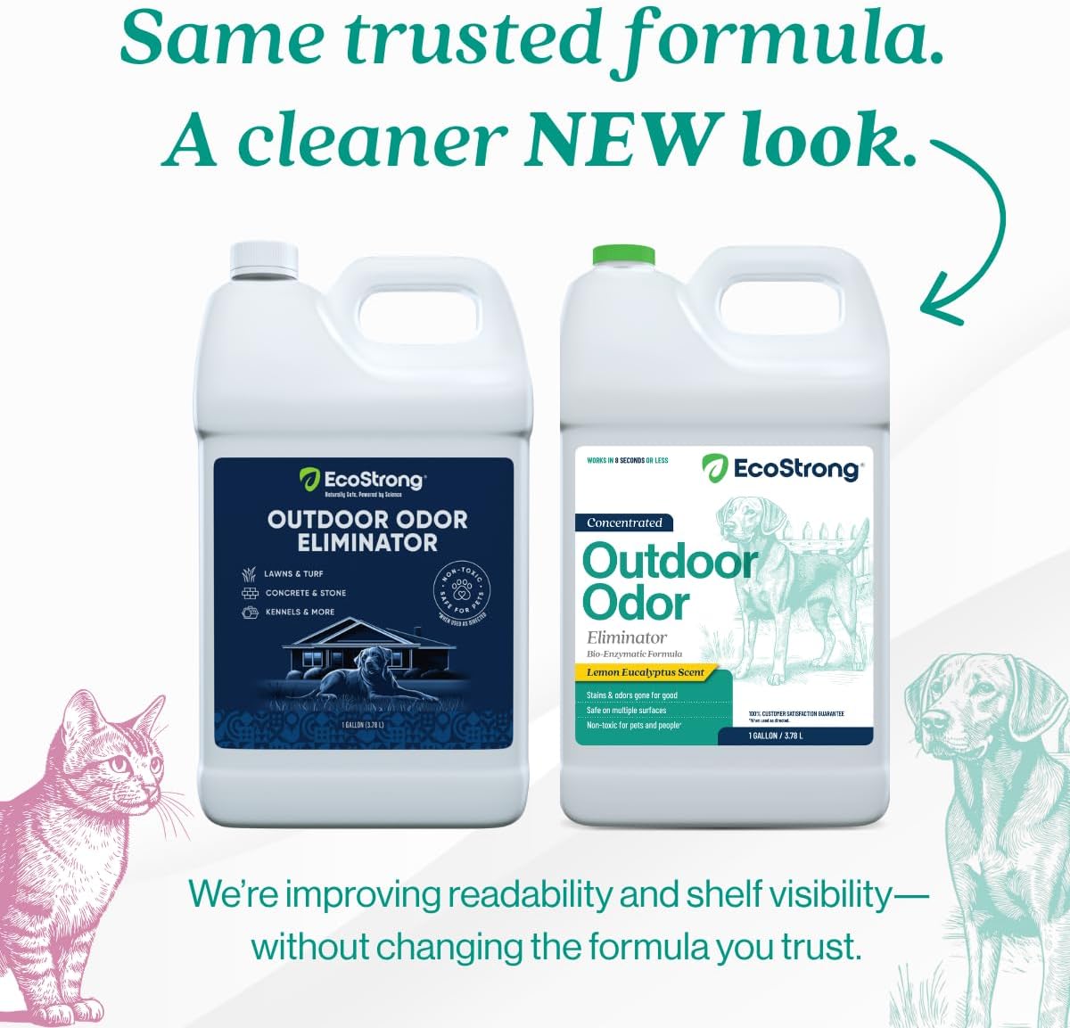 Eco Strong Outdoor Odor Eliminator Outside Dog Urine Enzyme Cleaner Powerful Pet, Cat, Animal Scent Deodorizer | Professional Strength for Yard, Turf, Kennels, Patios, Decks (128 OZ)