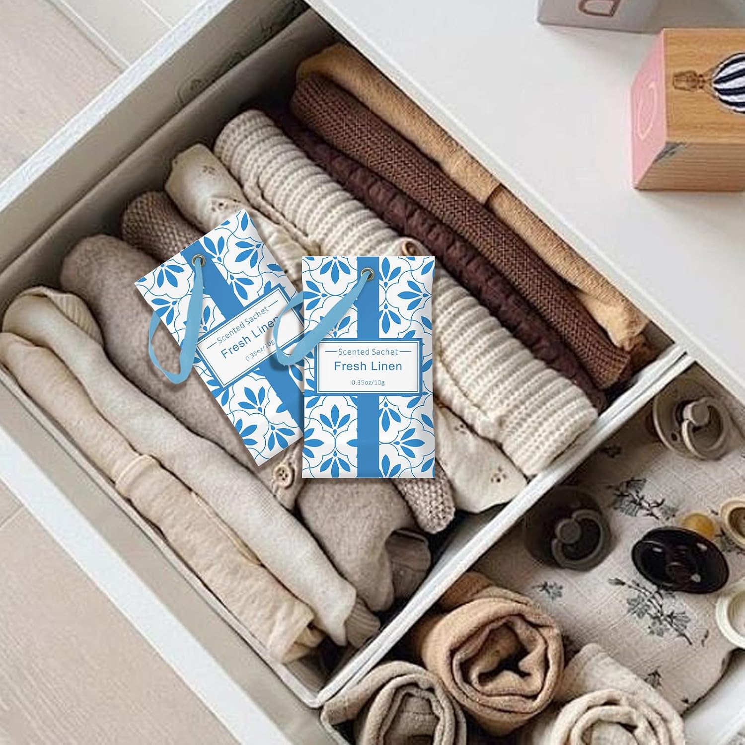 SCENTORINI Scented Sachets for Drawers and Closets, Linen Scent 14 Pack, Long-Lasting Home Fragrance Sachets Bags Wardrobe Freshener for Dresser, Closets, Clothes Storage, Suitcases