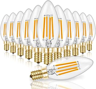 Hizashi 90+CRI Candelabra LED Light Bulbs 60 Watt, 2700K Warm White, E12 LED Bulb Dimmable, B11 Chandelier Light Bulbs, 6W, 550LM, Candle Light Bulbs, UL Listed, 12 Pack