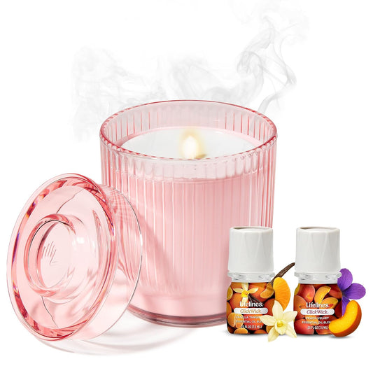 Lifelines Flameless Candle Aromatherapy Essential Oil Diffuser with 2 ClickWick Essential Oil Blends - Cordless & Waterless