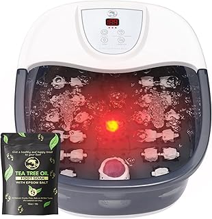 ECARBME Foot Spa Bath Massager with Heat, Foot Soaking Tub with 22 Massage Rollers, Temperature Control, Jets, Bubbles, Epsom Salt and Vibration, Foot Bath soak tub for Relaxation - Grey