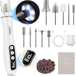 Hoxida Cordless Electric Nail Drill: 10-Speed Professional Nail File with 360° LED Light for Manicure Shaping & Gel Removal, Nail Art Practice Essentials,Home DIY & Portable Travel Use