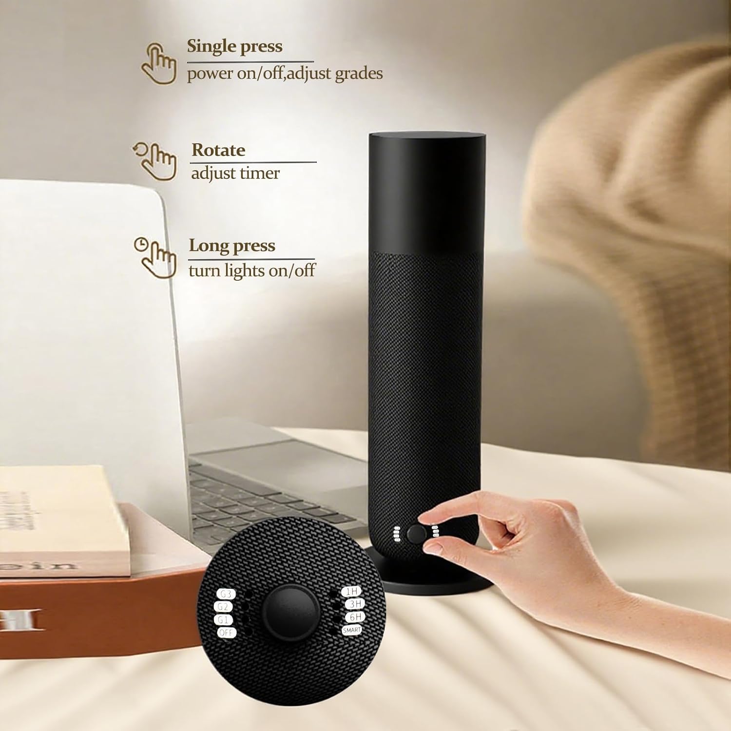 Smart Waterless Essential Oil Diffuser, Scent Air Machine for Home, Aromatherapy Scent Diffuser with Roy Tranquility Oil, Covers Up to 1000 Sq.Ft, Quiet Cold-Air Tech Machine for Hotel, Spa (Black)