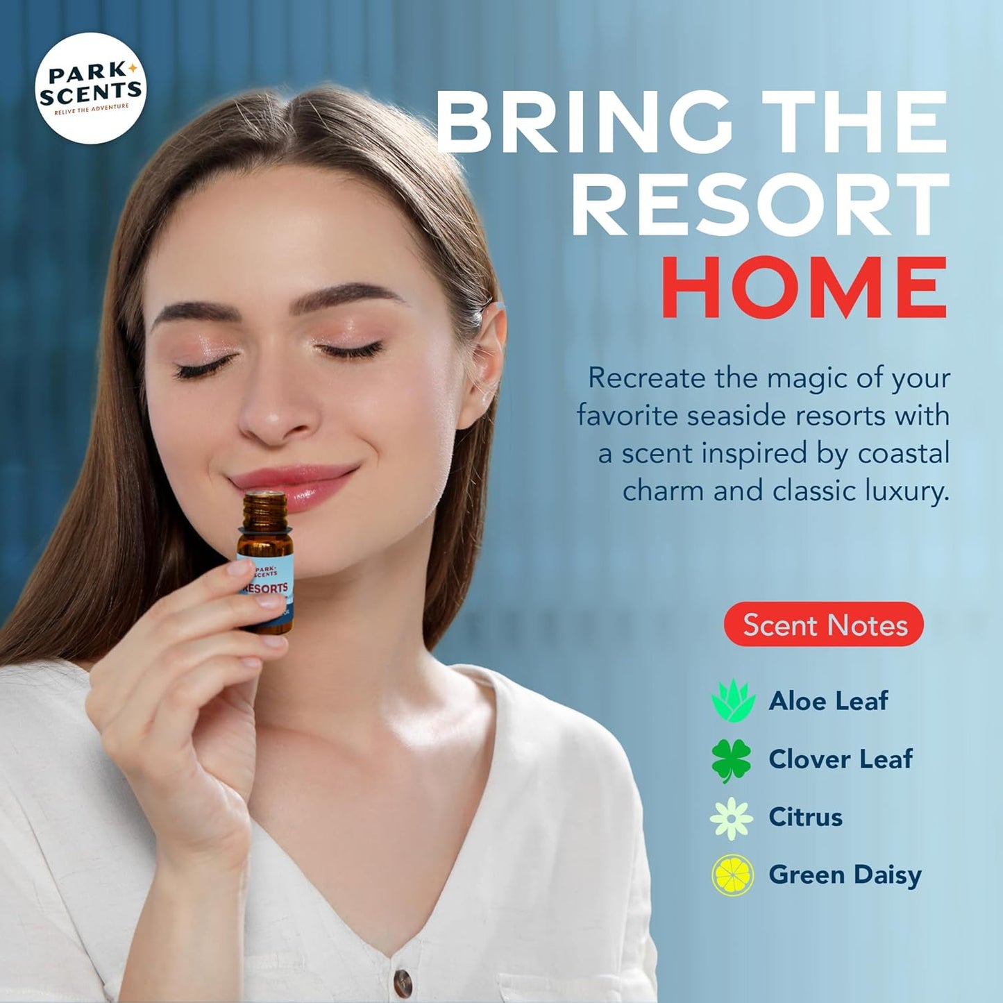 Park Scents Resorts – Floridian Theme Park Luxury Hotel Fragrance Oil – Clover, Aloe, Citrus & Daisy Scented Essential Oils for Diffusers, Home, Aromatherapy, Gifts for Women, Sister, Hostess (10ml)