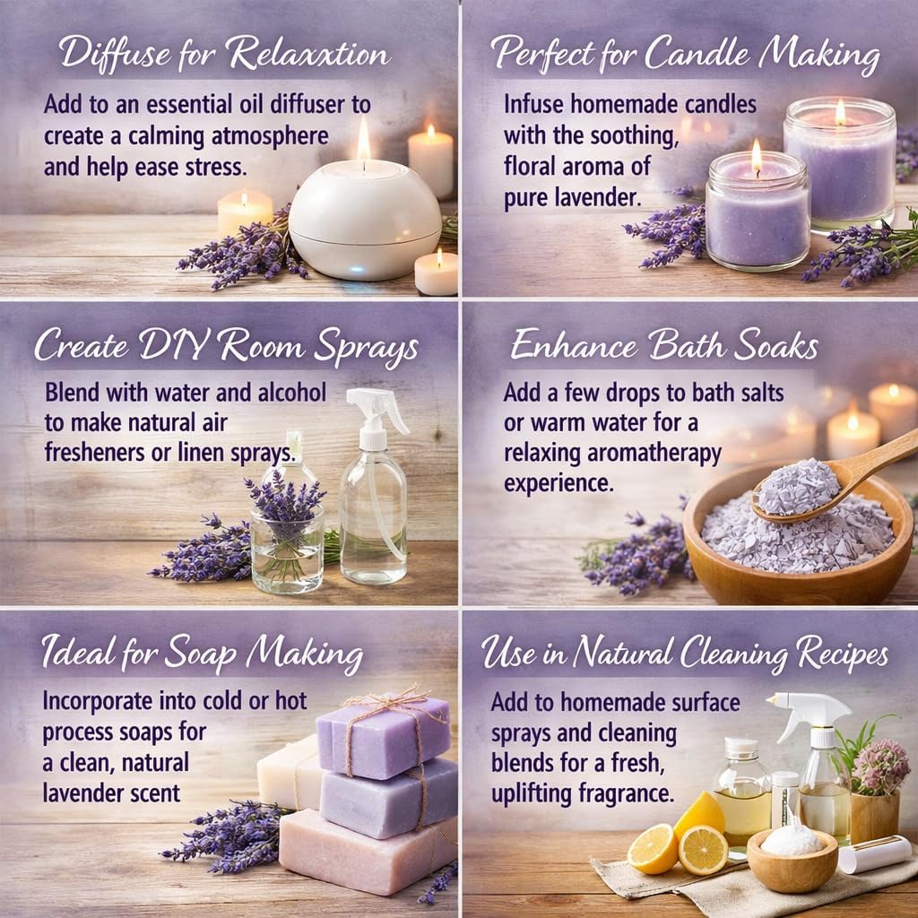 2 Bottles – GreenHealth Lavender Essential Oil – 16 fl oz Each (32 fl oz Total) – 100% Pure & Uncut – Aluminum Bottles – Bulk Lavender Oil for Diffuser, Aromatherapy, Soap Making & Candles