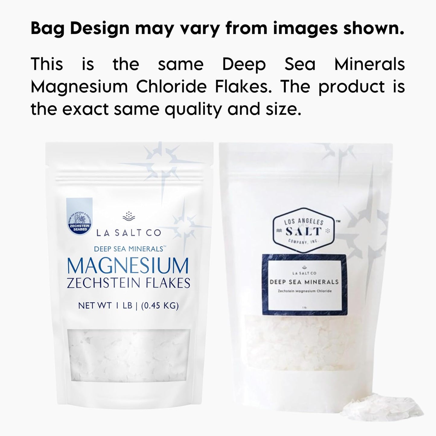 LA SALT CO Deep Sea Minerals Magnesium Bath Flakes, Zechstein Inside, Natural Bathing Alternative to Epsom Salt | Fast Absorbing Body & Foot Bath Soak for Relaxation & Muscle Relief | 1 LB