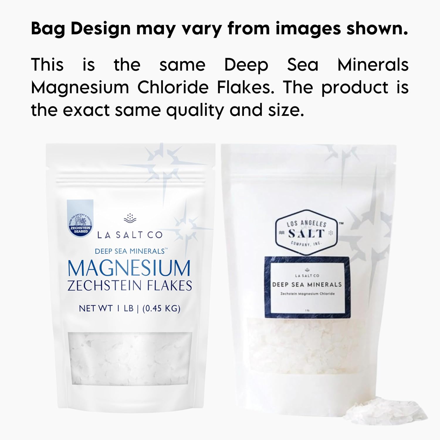 LA SALT CO Deep Sea Minerals Magnesium Bath Flakes, Zechstein Inside, Natural Bathing Alternative to Epsom Salt | Fast Absorbing Body & Foot Bath Soak for Relaxation & Muscle Relief | 1 LB