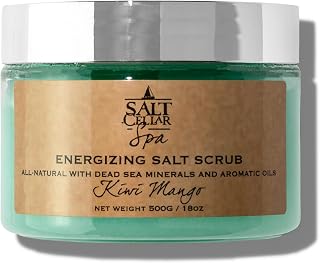 Salt Cellar Spa Skin Reviving Kiwi Mango Salt Scrub - Energize Your Skin with Dead Sea Minerals - Revive, Refresh, and Rejuvenate - Made in Israel, Cruelty-Free, 18 oz.