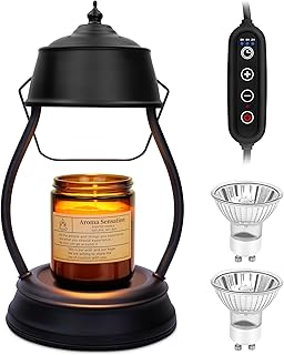 Candle Warmer Lamp, Dimmable Candle Warmer Lantern with Timer, Mothers Day Gifts for Women Mom, Office Home Decor, House Warming Gifts, Black Large Lantern Candle Lamp for New Home Bedroom Decor