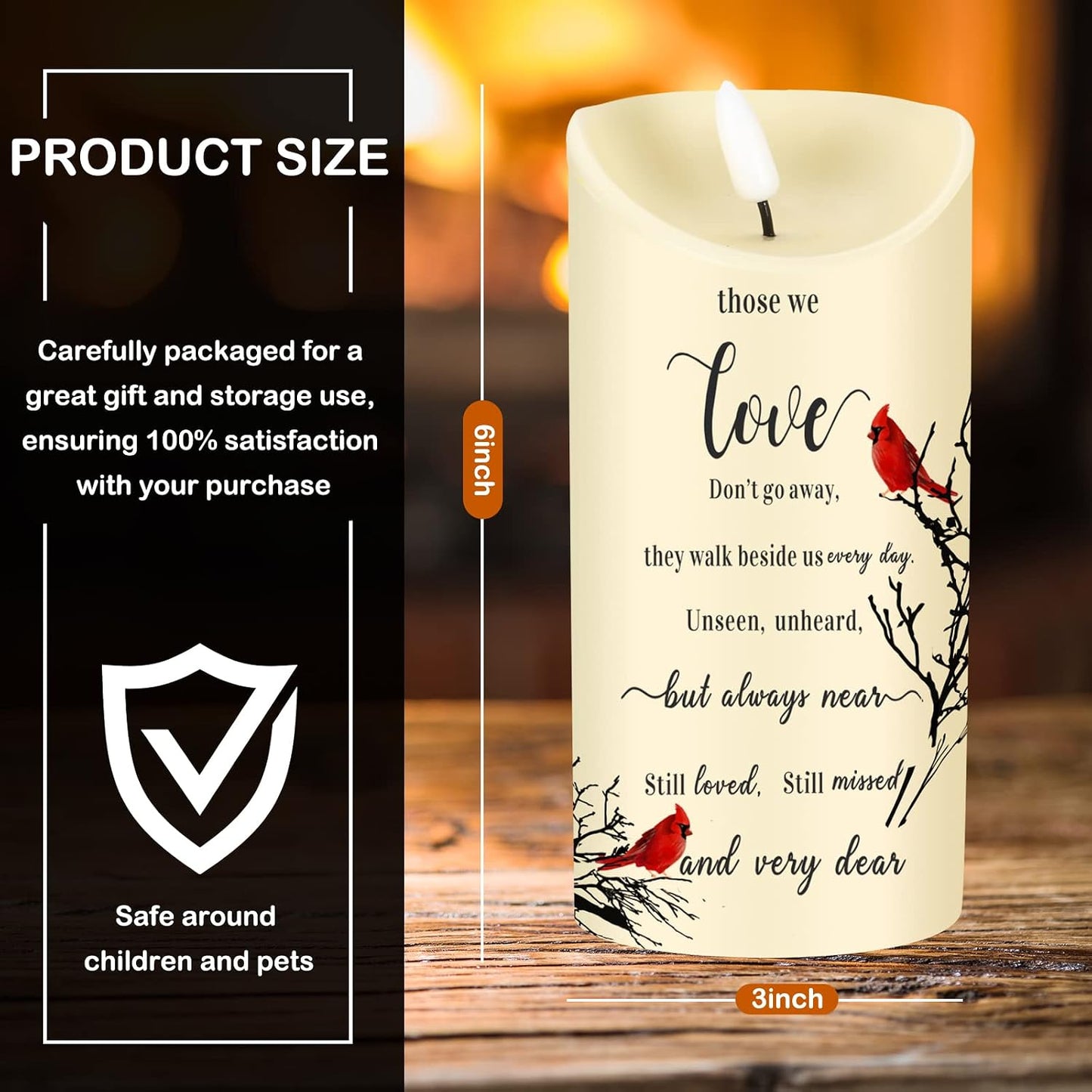 Gerrii Memorial Candles Sympathy Gifts LED Flameless Cardinal Bereavement Candles for Loss of Loved One Sympathy Cardinal Gifts Battery Candle for Prayers(Simple Style)