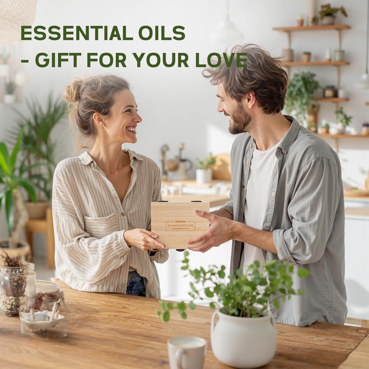 20 Pack Essential Oils for Diffusers for Home - Water Soluble Diffuser Oils Set for Humidifiers & Spa, Scented Oil with Wooden Gift Box for Women - Lavender, Peppermint, Sweet Orange, Tea Tree & More
