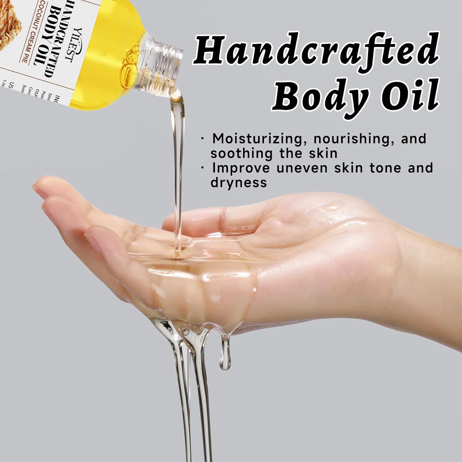 Organic Coconut Oil Body Oil for Dry Skin - Sweet Almond & Coconut Oils Blend, Moisturizing, Nourishing & Aromatic Skin Care Treatment for Women & Men, 4.06 Fl Oz, Hydrating & Non-Greasy