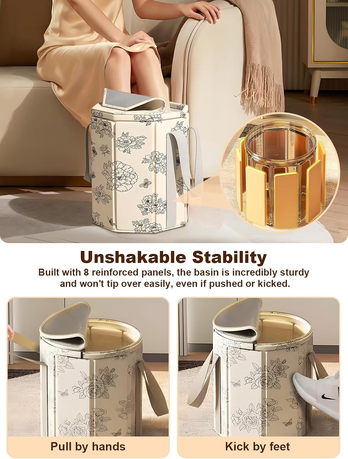 Foot Bath Basin Portable Travel Collapsible Foot Basin Folding Foot Bath Tub Soaking Feet Bucket for Camping Outdoor Washing