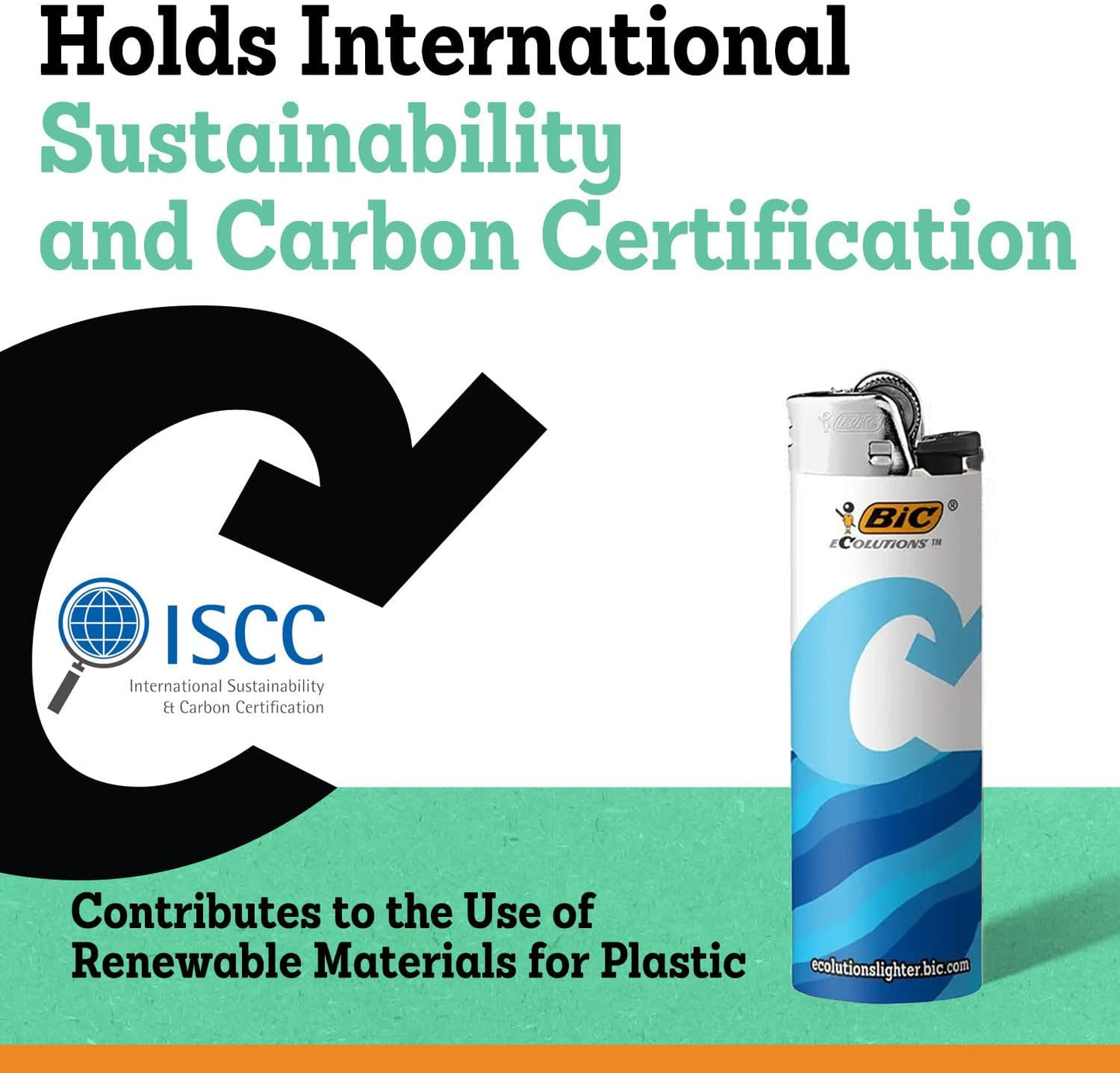 BIC Ecolutions Maxi Pocket Lighter, 6-Pack of Ecofriendly Candle Lighters, 100% Recycled Packaging and 55% Recycled Metal, 30% Carbon Offset