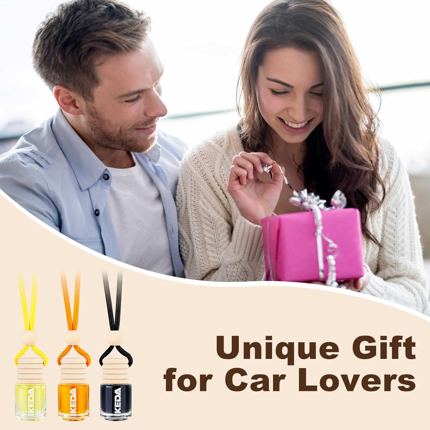 Car Air Freshener, Essential Oil Diffuser 6 Pack, Hanging Air Freshener Diffuser, Long Lasting Fragrance Car Freshener, Cute Car Accessories for Women & Men