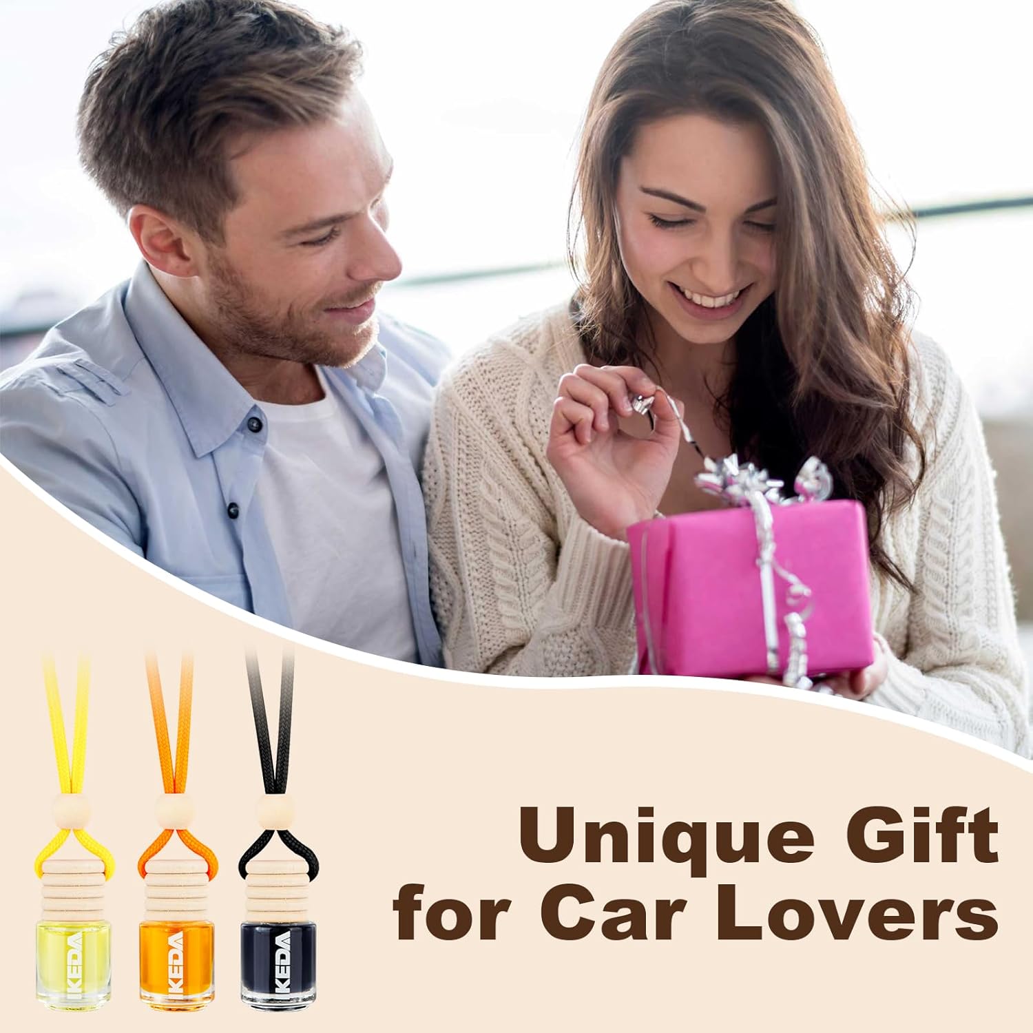 Car Air Freshener, Essential Oil Diffuser 6 Pack, Hanging Air Freshener Diffuser, Long Lasting Fragrance Car Freshener, Cute Car Accessories for Women & Men
