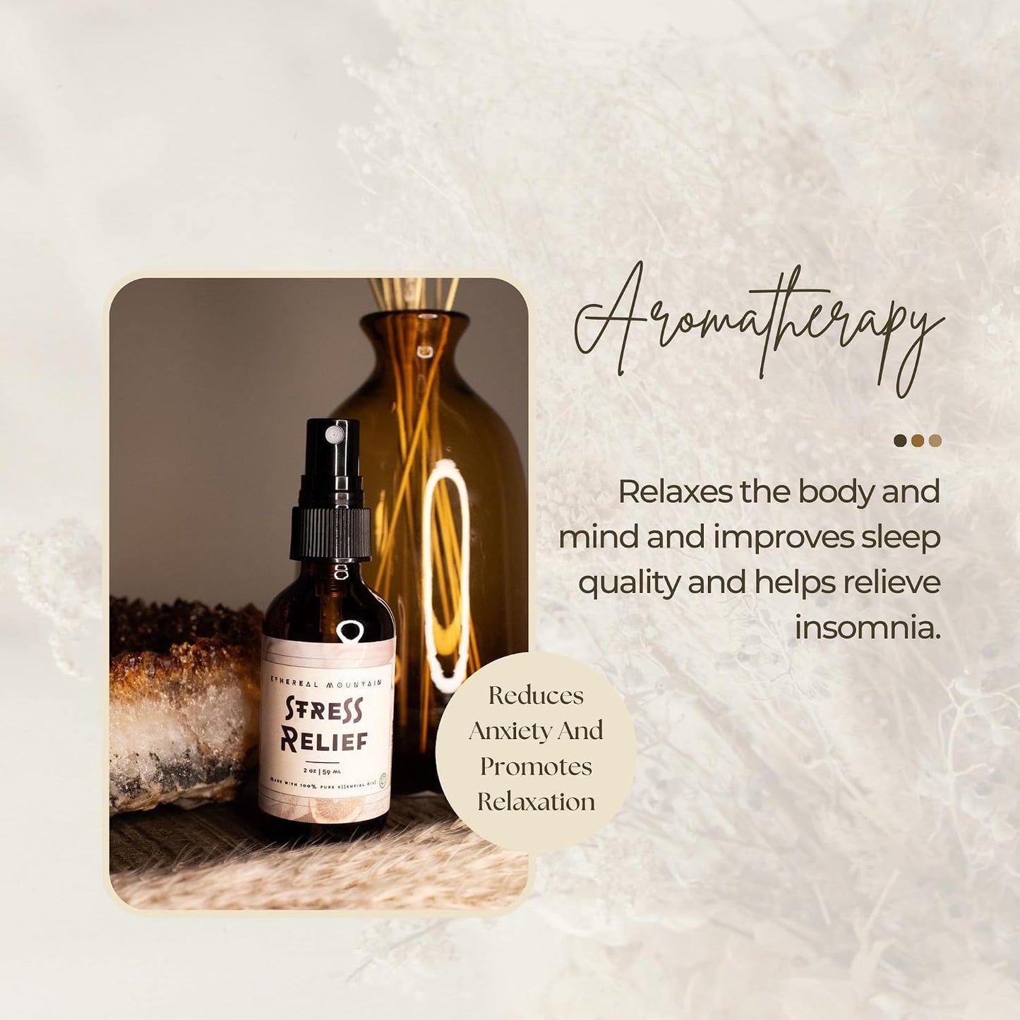 Stress Relief Pillow Spray, Lavander & Chamomile 100% Natural 2.0 Oz. Spray, Aromatherapy, Gifts for Her, Birthday Gifts, Gift Ideas, New Mom Gifts
