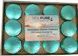 Spa Pure Aromatherapy Shower Bombs: Destination Shower Steamers, Rejuvenating New Scents, Tablets, Bomb, Bath Melts for Women, Men, All Natural (12 Count) Pack of 1 20.0 ounces