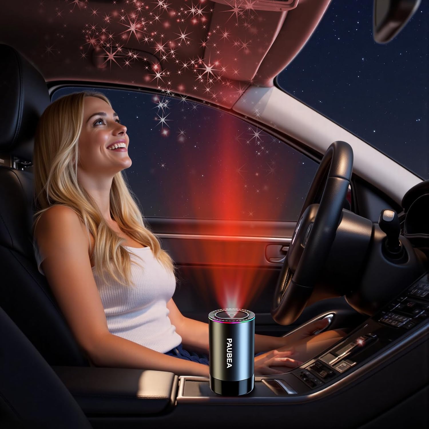 Smart Car Air Freshener Diffuser, Car Fresheners Long Lasting with 100ml Capacity Essential Oil Last, Atmosphere starry sky lights, 3 Adjustable Modes and AI Intelligent Control - Cologne