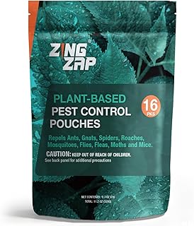 ZingZap Aromatic Sachets 16-Pack – Natural Insect Repellent with Peppermint, Cedar & Lemongrass, Long-Lasting Protection Against Moths, Mosquitoes, Spiders, Roaches – Safe for Children & Pets