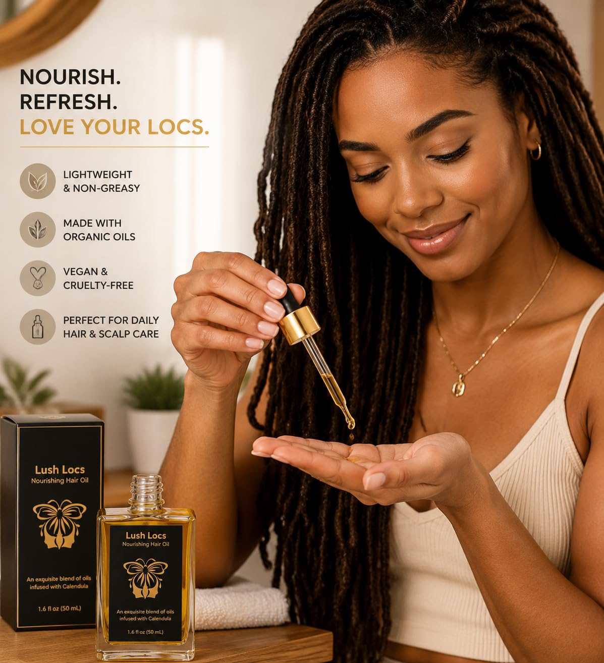 NVLX LABS Rosemary Hair Oil for Locs, Dreadlocks &amp; Sisterlocks, 1.6 Oz