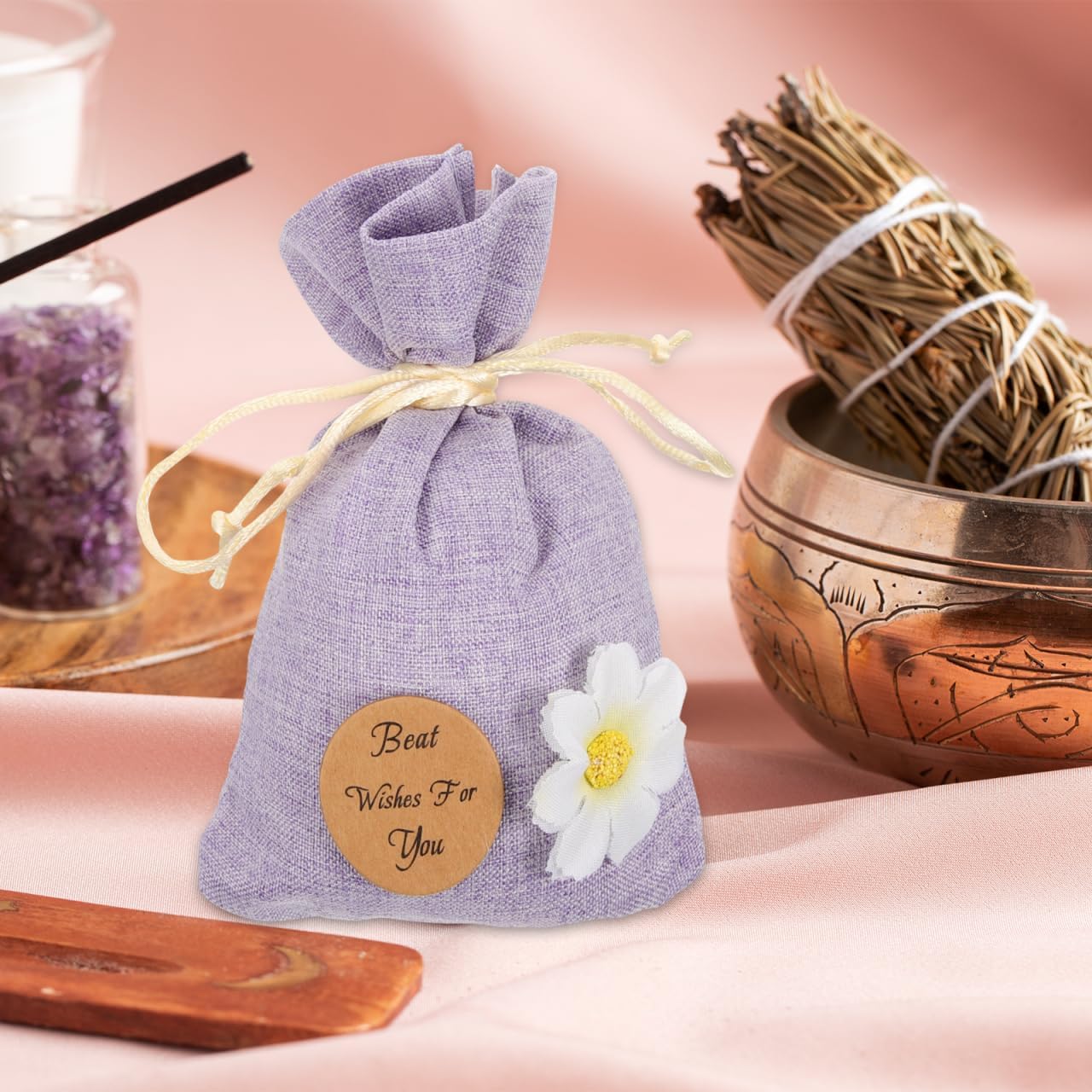 DECHOUS Empty Sachet Bags 10 Pack Small Drawstring Sachet Pouches 6.22X4.13 Inch Cotton Refillable Bags for Jewelry Spice Storage and Home Fragrance