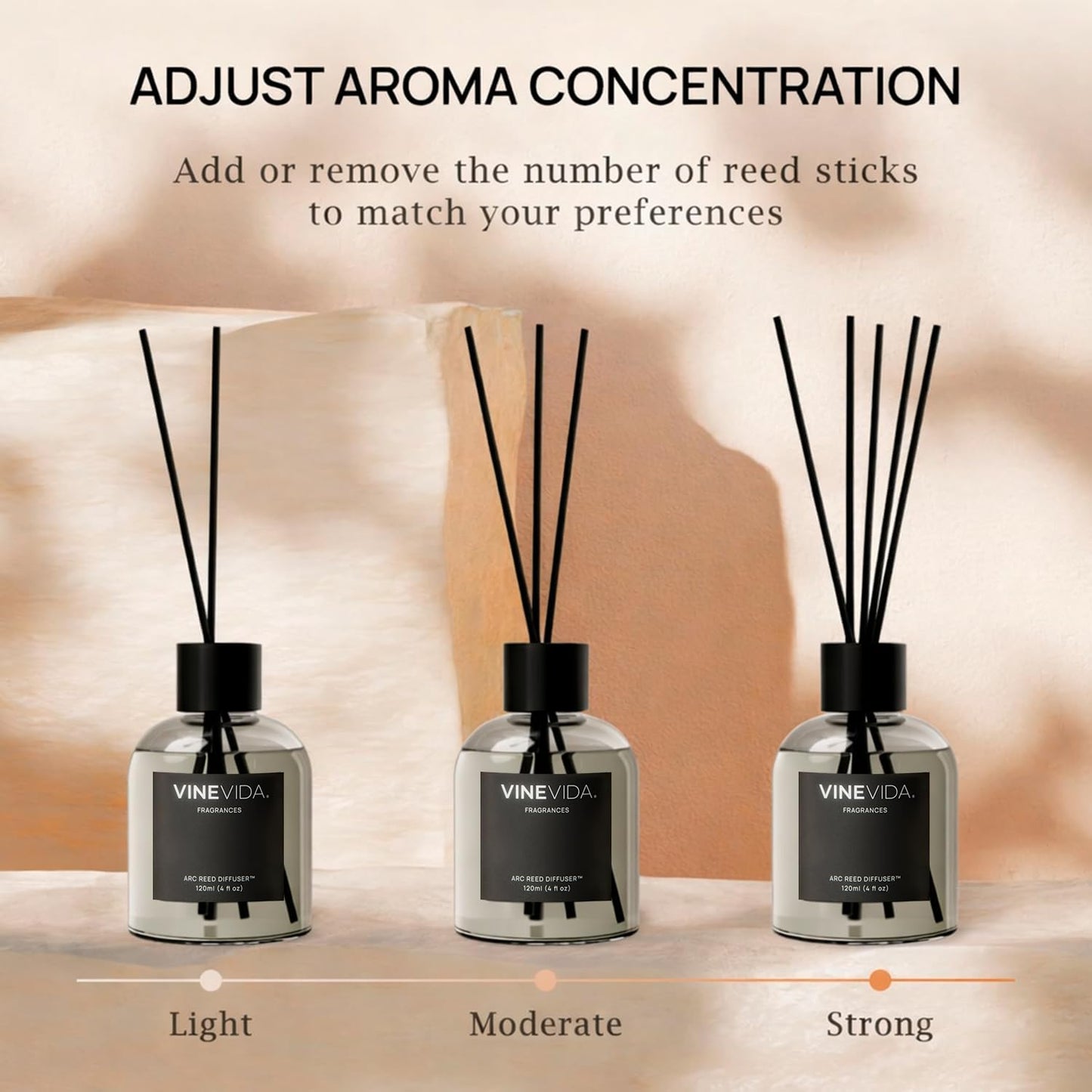 VINEVIDA Reed Diffuser Volcano | Diffuser Reed for Home & Bathroom | Long-Lasting Scent Sticks Set | Oil Stick Diffuser | Bathroom Scent