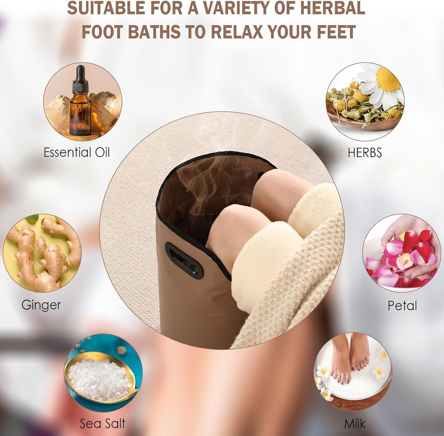 Collapsible Foot Bath Basin with Drainage Hole, Portable Foot Soak Tub with Handles, Travel & Camping Foot Spa Water Bucket