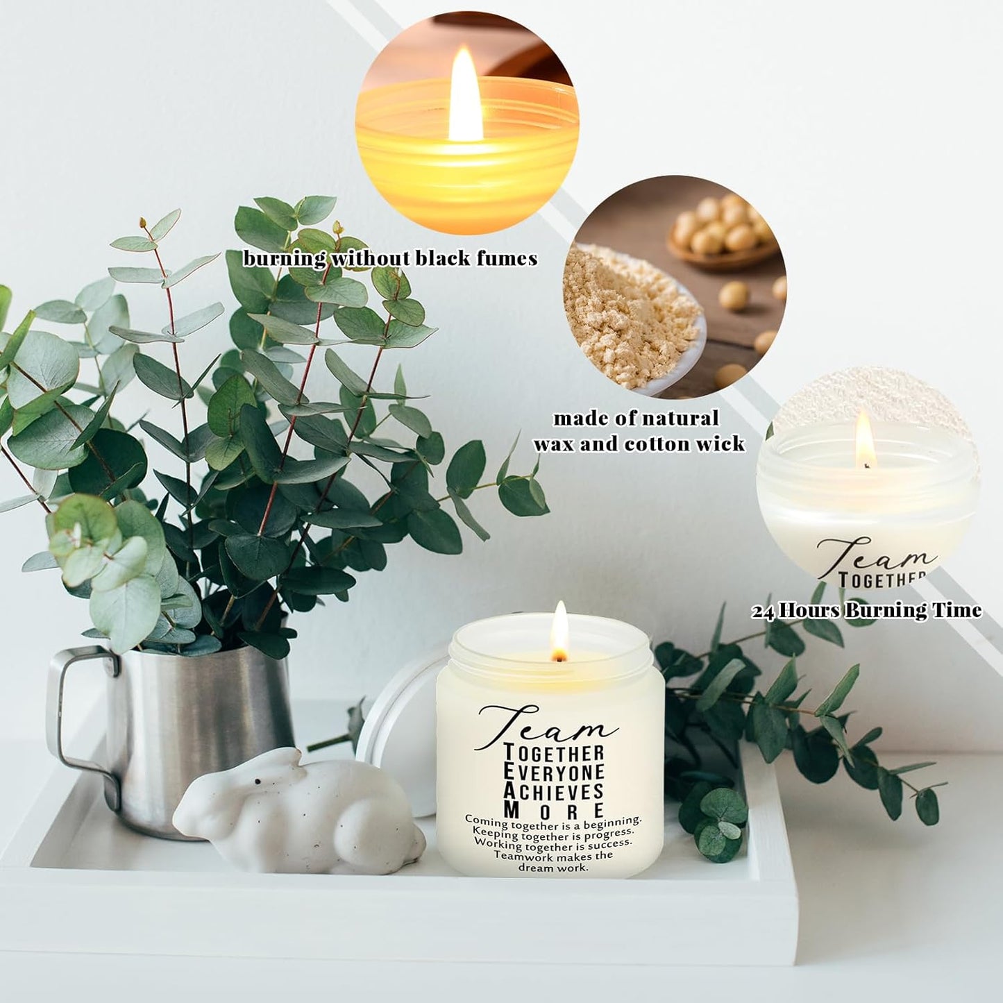 Fumete 10 Pcs Employee Appreciation Gifts Jars Scented Soy Candles 3.5 oz Inspirational Candles Team Thank You Gifts for Nurse CNA Week Gift Coworker Volunteers Teachers Group(White, Team)